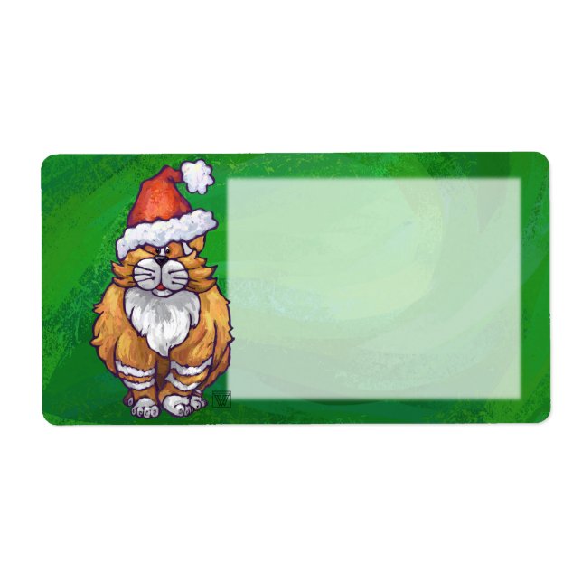 Ginger Chat Noël Sur Vert (Devant)