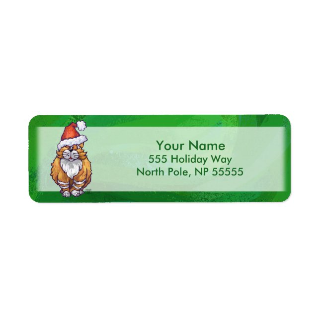 Ginger Chat Noël Sur Vert (Devant)