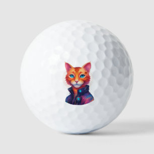 Ginger Cyberpunk Cat, Golf Balls