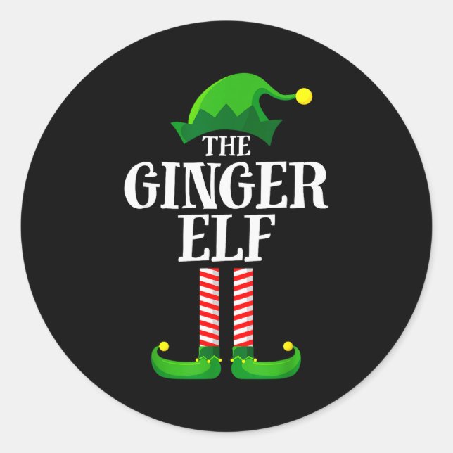 Ginger Elf Matching Family Group Christmas Party P Classic Round Sticker (Front)