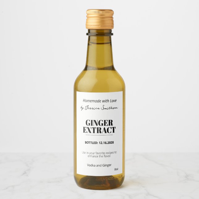 Ginger Extract Modern Label Sticker ZEX_001h (Front)