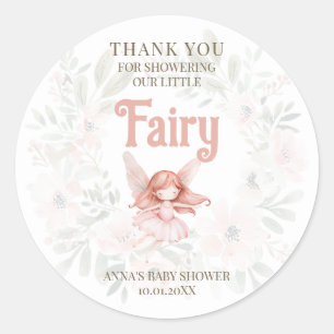 Ginger Fairy Baby Shower Thank You Classic Round Sticker
