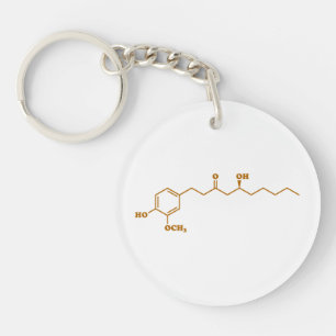 Ginger Gingerol Molecule Chemical Formula Keychain