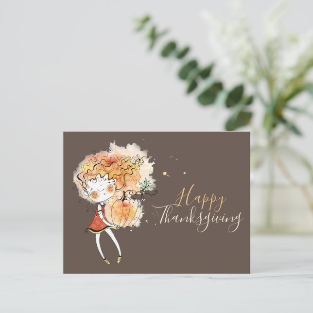 Ginger Girl avec carte postale Thanksgiving Citrou (Debout devant)