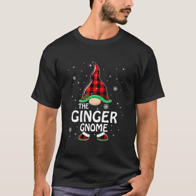 Ginger Gnome Buffalo Plaid Matching Family Christm T-Shirt (Front)