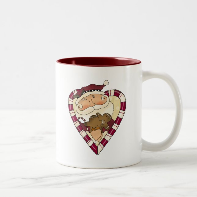 Ginger Heart Santa T-shirts and Gifts Two-Tone Coffee Mug (Right)