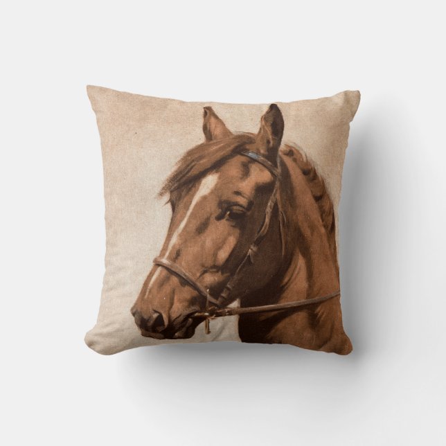 Ginger horse from Black Beauty book Throw Pillow (Front)