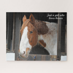 Ginger Horse on Farm Just a Girl who Loves Horses Jigsaw Puzzle