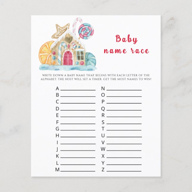 Ginger house cookies Baby name race game (Front)