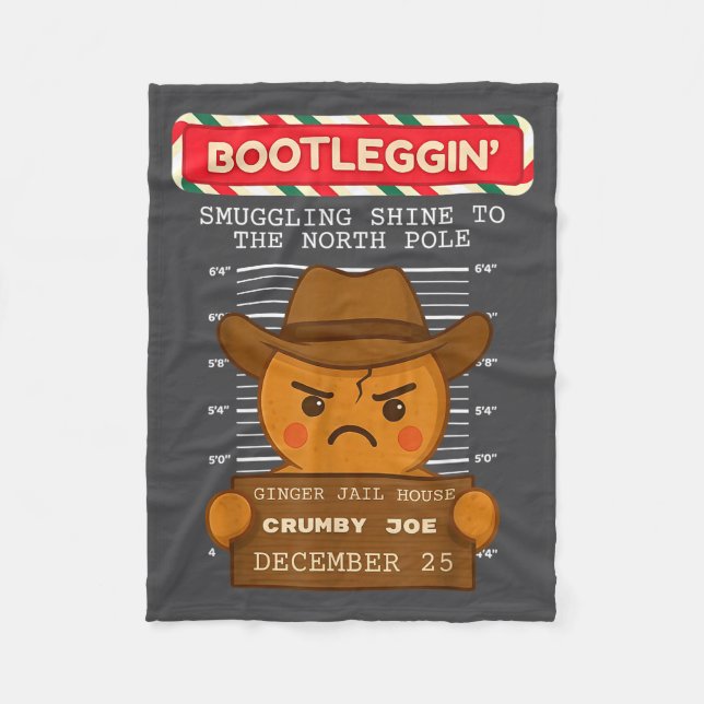 Ginger Jailhouse Christmas Humor Gingerbread Coupl Fleece Blanket (Front)