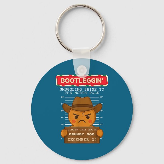 Ginger Jailhouse Christmas Humor Gingerbread Coupl Keychain (Front)