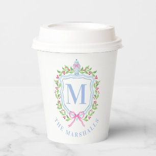 Ginger Jar & Christmas Berries Monogram Paper Cups