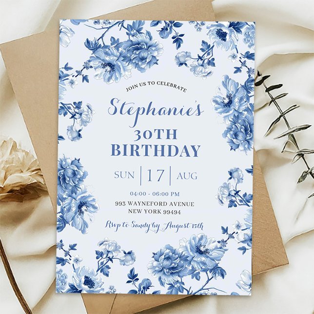 Ginger Jar lemon Chinoiserie Any Age Birthday Invitation (Creator Uploaded)