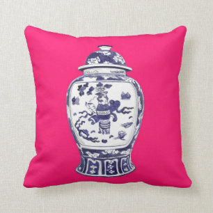 Ginger Jar on Fuschia 2 sided image Throw Pillow