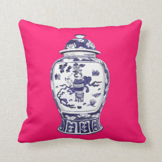 Ginger Jar on Fuschia 2 sided image Throw Pillow