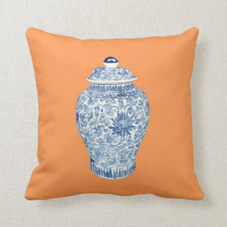 GINGER JAR ON TANGERINE THROW PILLOW