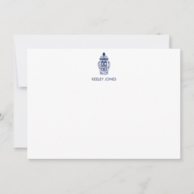 Ginger Jar Personalized Flat Note Card (Front)