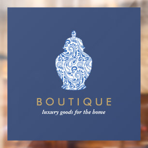 Ginger Jar Pottery Logo Blue Boutique Designer Window Cling