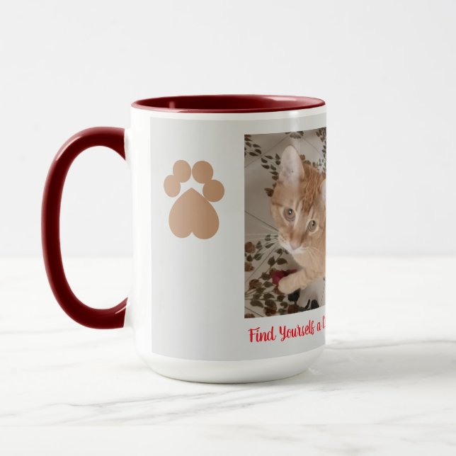 Ginger kitten 2 photos, find a cat,  mug (Left)