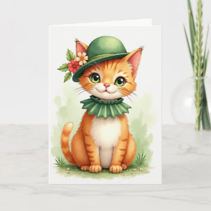 Ginger Kitten Bowler Hat Card