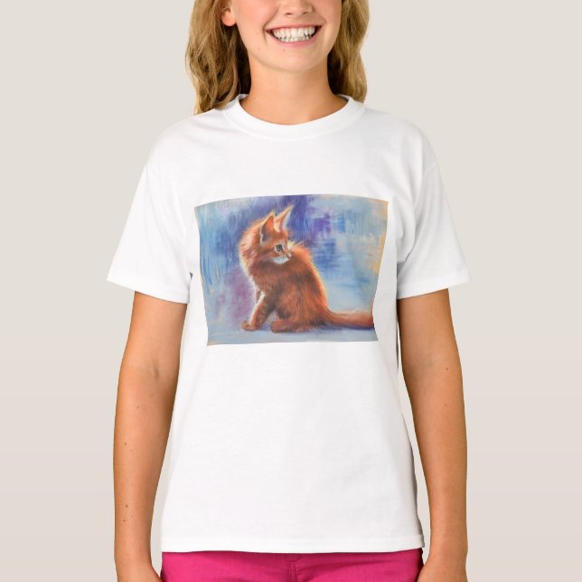 Ginger Kitten in Pastel Light T-Shirt (Front)