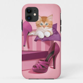 Ginger kitten in shoe box iPhone 11 case