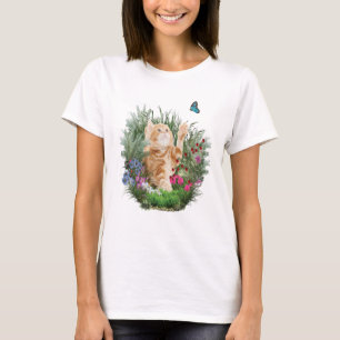 Ginger kitten playing with a butterfly T-Shirt