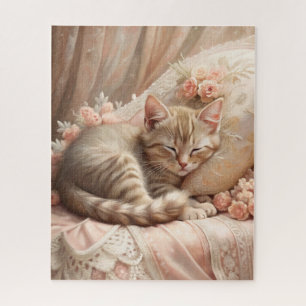 Ginger Kitten Sleeping (Shabby Chic) Jigsaw Puzzle