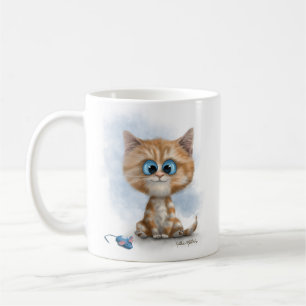 Ginger Kitten with Mouse Cartoon Coffee Mug