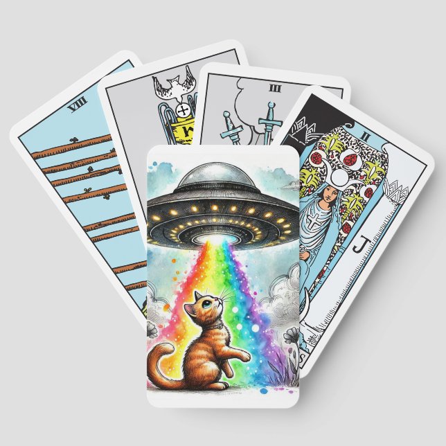 Ginger Kitty and UFO Playing Cards (Back)
