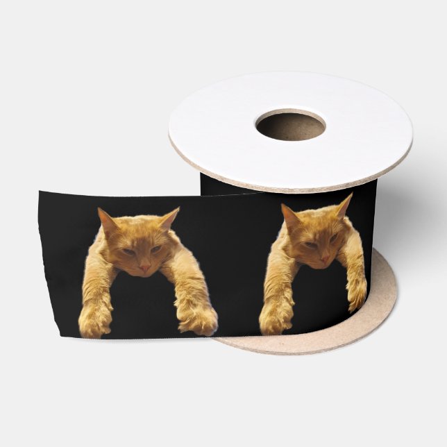 Ginger Lazy Cat, Satin Ribbon (Spool)