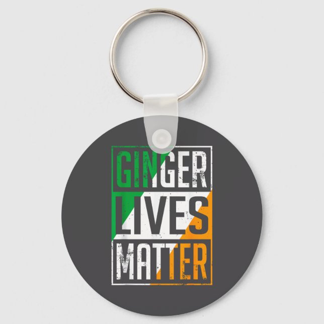 Ginger Lives Irish Flag St Patricks Day Redhead Me Keychain (Front)