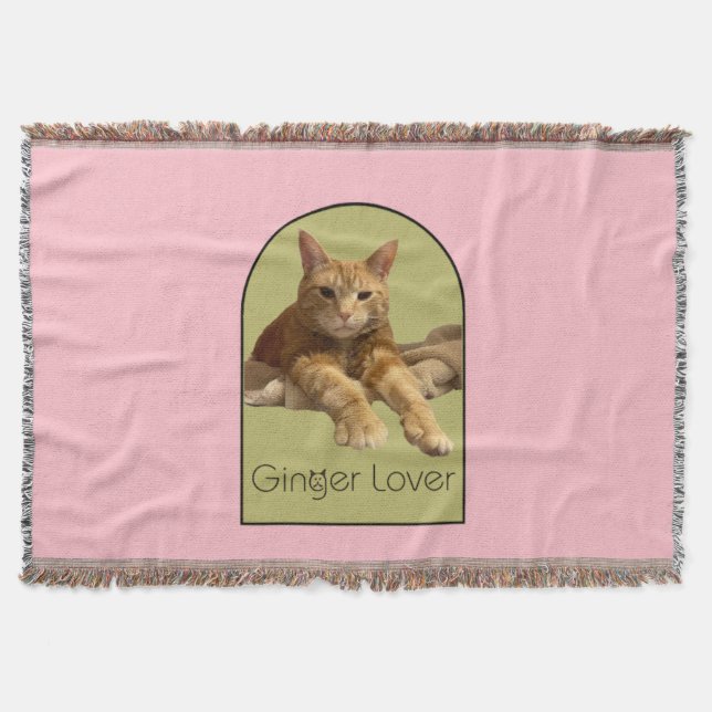 Ginger Lover Pink Throw Blanket (Front)
