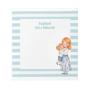 Ginger Mama & Son Hug Personalized Mitzvah Notepad