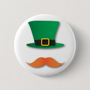 Ginger Moustache Leprechaun Cute St. Patrick's Day 2 Inch Round Button