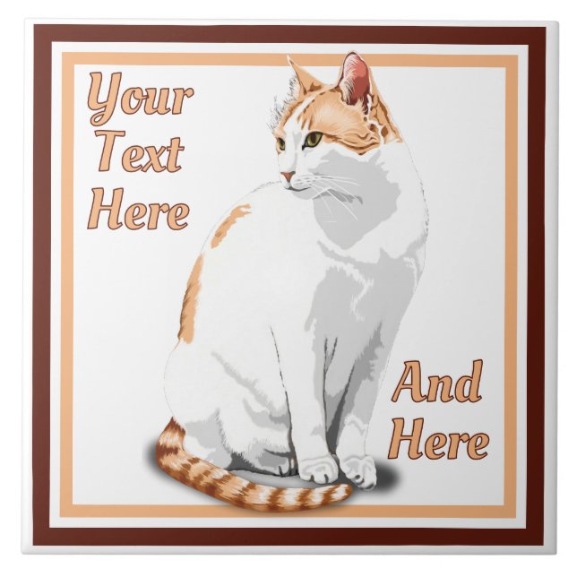 Ginger Orange and White Cat Personalized Tile (Front)
