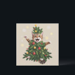 Ginger Orange Cat Christmas Tree Cute Xmas  Holiday Card<br><div class="desc">Ginger Orange Cat Christmas Tree Cute Xmas</div>