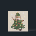 Ginger Orange Cat Christmas Tree Cute Xmas  Holiday Card<br><div class="desc">Ginger Orange Cat Christmas Tree Cute Xmas</div>