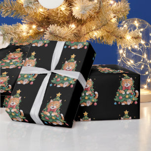 Ginger Orange Cat Christmas Tree Cute Xmas Wrapping Paper