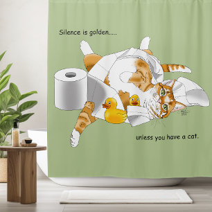 Ginger Orange Cat Funny Toilet Paper Green