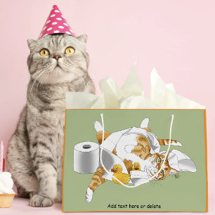 Ginger Orange Cat Funny Toilet Paper Large Gift Bag