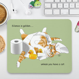 Ginger Orange Cat Funny Toilet Paper Mouse Pad