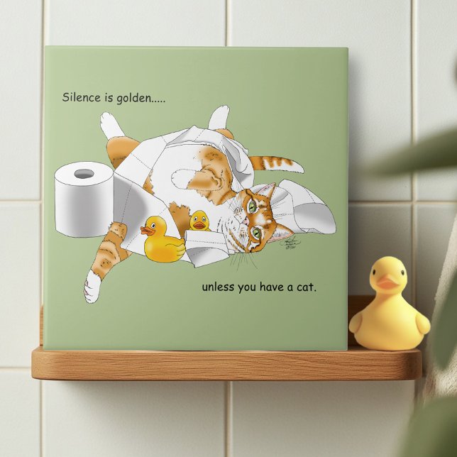 Ginger Orange Cat Funny Toilet Paper Tile (Creator Uploaded)