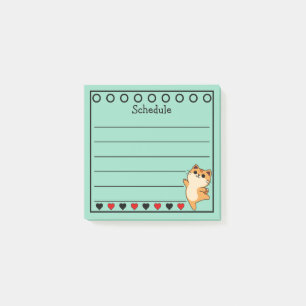 Ginger Orange Cat Schedule Teal Post-it Notes