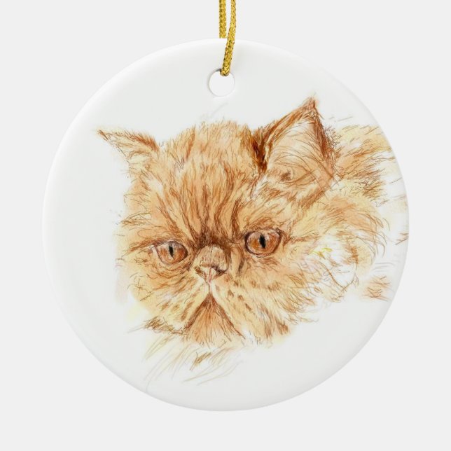 ginger persian cat ceramic ornament (Front)