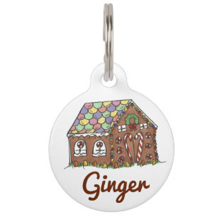 Ginger Personalized Gingerbread House Pet Dog Tag