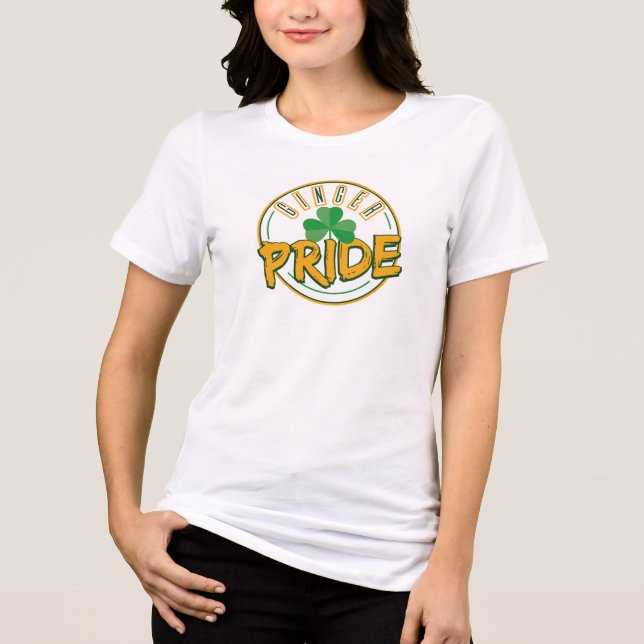 Ginger Pride St Patrick's Day Clover Leaf Funny Tri-Blend Shirt (Front)
