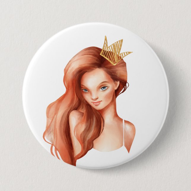 Ginger princess 3 inch round button (Front)