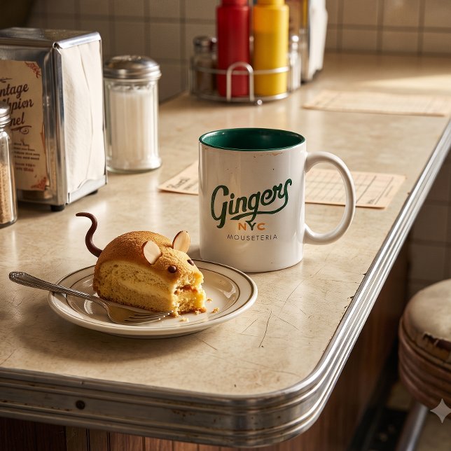Ginger’s NYC Mouseteria Retro Diner Mug – Two-Tone (Breakfast of Champions.)