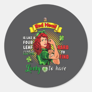 Ginger St Patrick Day Irish Women Lucky Redhead Sh Classic Round Sticker